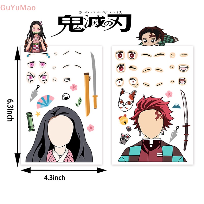 Bộ 8 Miếng Dán Hình Anime Demon Slayer Chống Thấm Nước Độc Đáo Cho Bé DIY