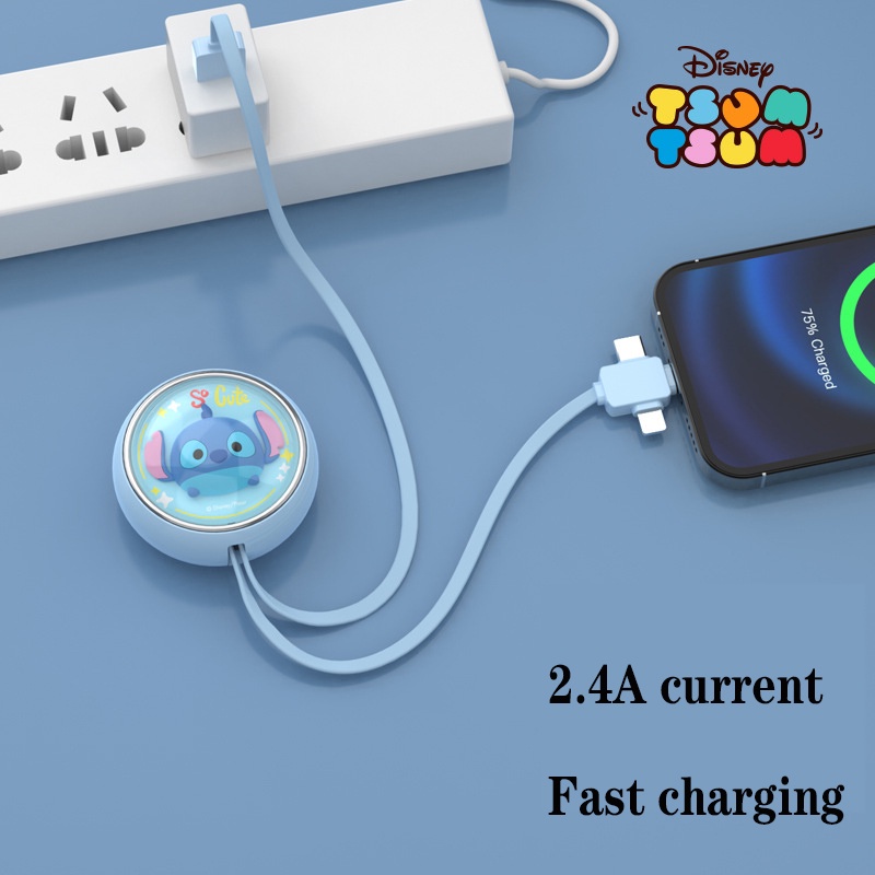 Cáp Sạc Nhanh 3 Trong 1 Cổng Type-C USB Hình Disney Mickey Minnie Winnie Stitch Alien Lotso Cho iPhone Huawei Samsung