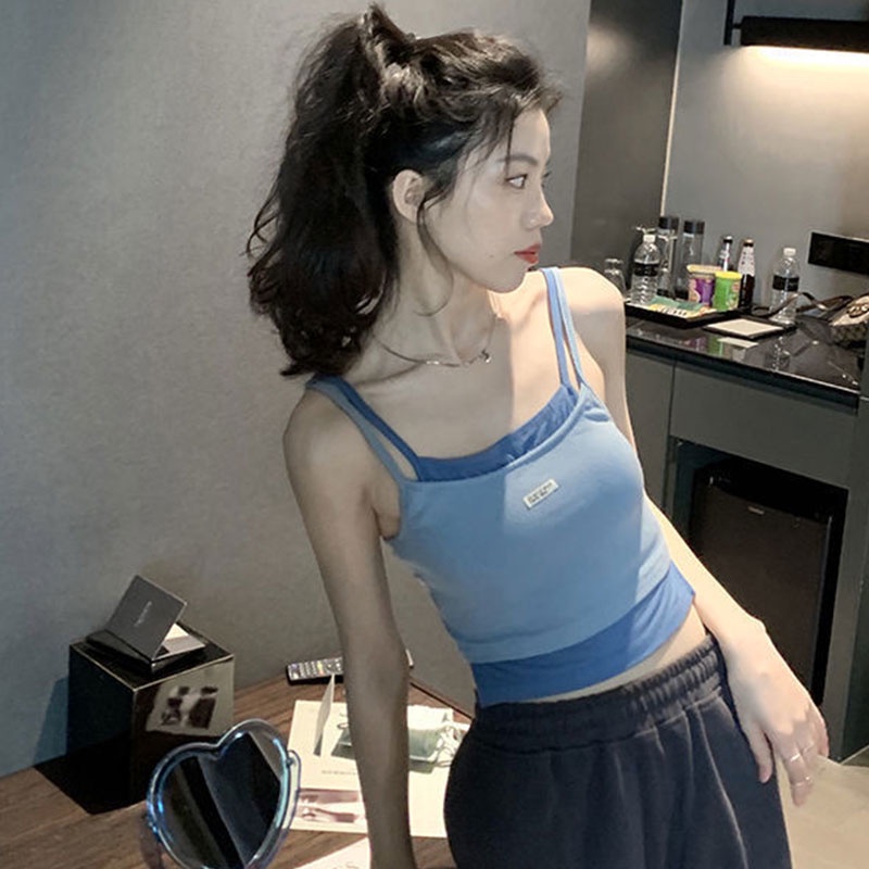 Áo thun hai dây XIYUYI in chữ phong cách Hàn Quốc thời trang mùa hè cho nữ