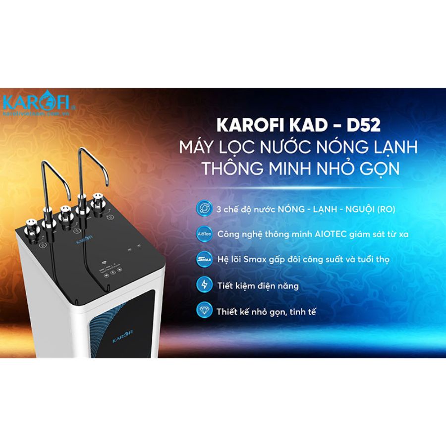 Máy lọc nước tích hợp nóng lạnh KAROFI KAD - D52 - 3 chế độ nước nóng lạnh nguội