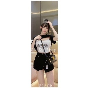 Set Áo Kiểu Rút In Hoạ Tiết Vitage thoitrangteen00