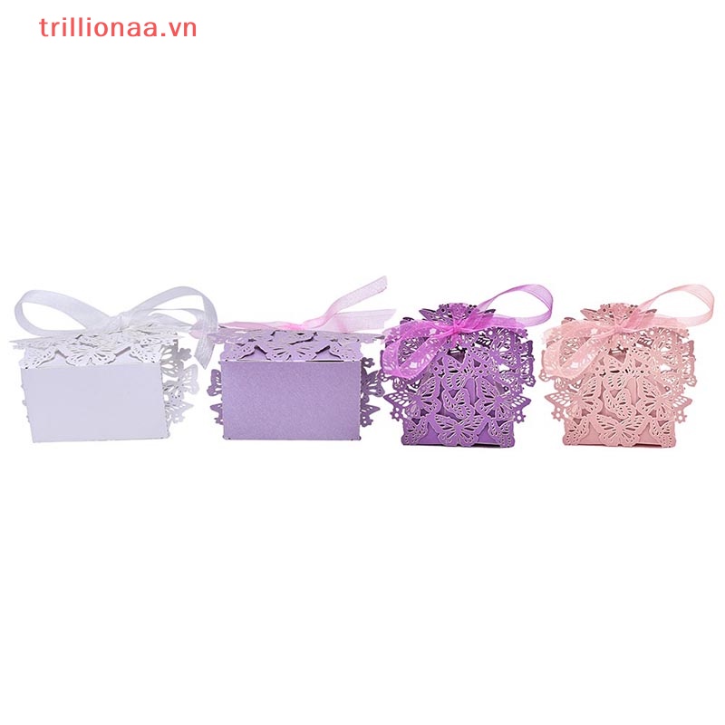 Set 10 / 50 / 100 Túi Giấy Đựng Kẹo Thắt Nơ Ruy Băng
