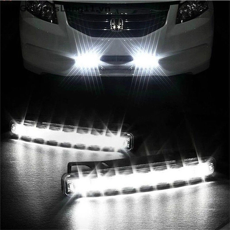 Đèn LED DRL 8 Bóng Ánh Sáng Trắng Chuyên Dụng Chạy Ban Ngày Cho Xe Hơi