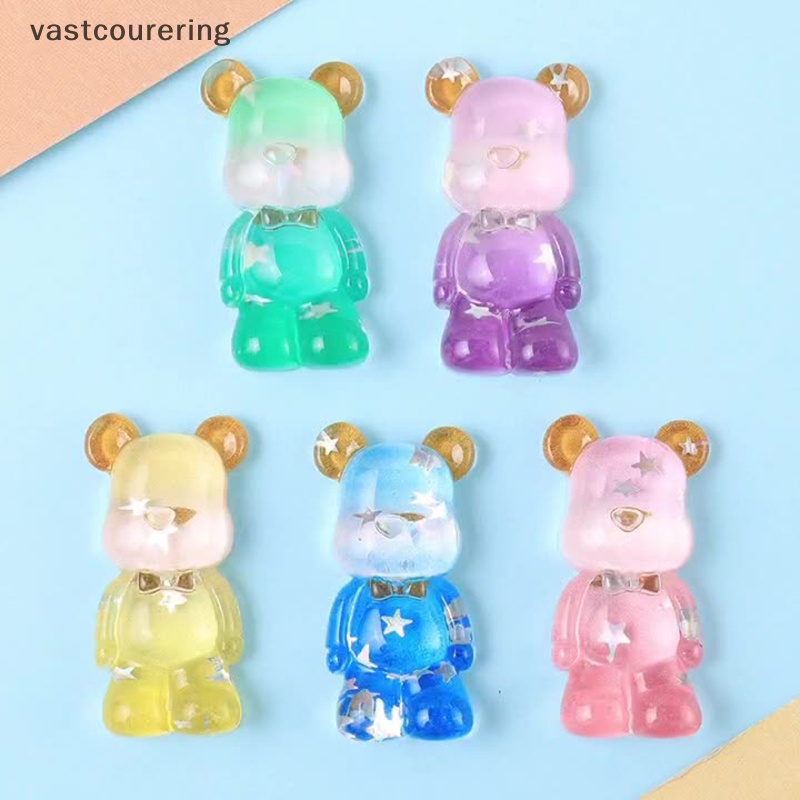Vast Kẹp Tóc Nhựa Resin Trong Suốt Hình Gấu Hoạt Hình Kawaii Đáng Yêu