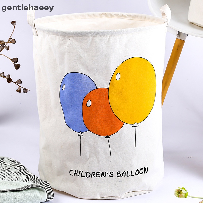 Giỏ Đựng Quần Áo Bẩn Bằng Vải Bạt Hình Trụ In Hoạt Hình Có Thể Gấp Gọn Kích Thước 15.7 * 19.7inch