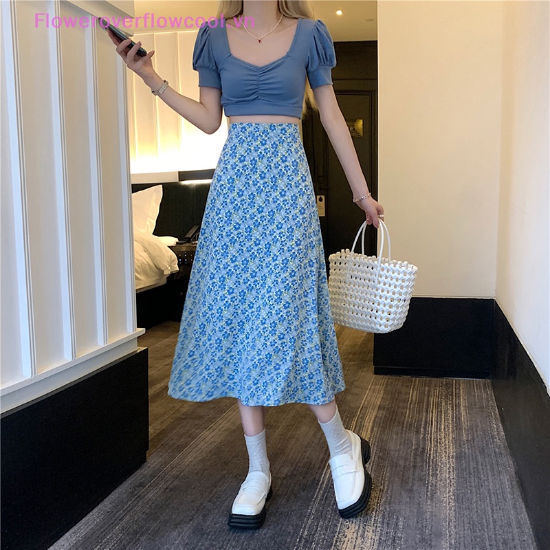 Chân Váy Midi Chữ A Lưng Cao In Hoa Phong Cách Bohemia Vintage Cho Nữ