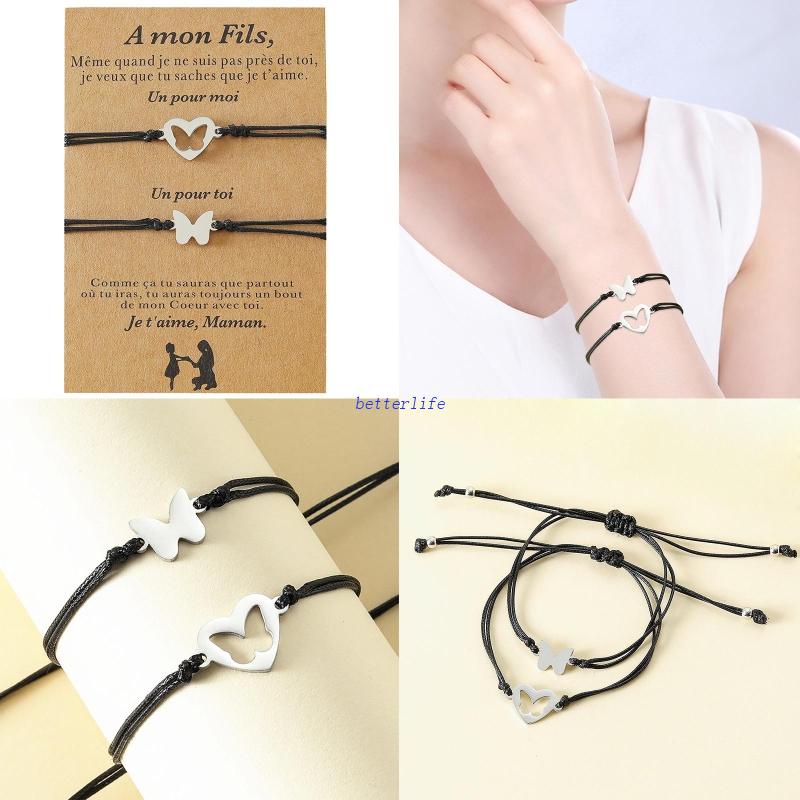 Bộ 2 Vòng Tay Hình Bướm / Trái Tim / Chữ Thập / Trái Tim Cho Mẹ Và Con Gái
