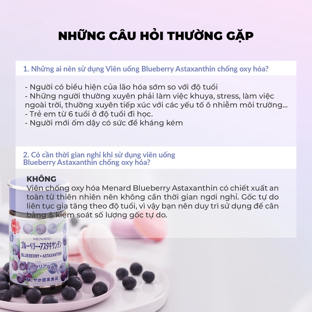 VIÊN UỐNG CHỐNG OXY HÓA, BỔ MẮT BLUEBERRY MENARD ASTAXANTHIN 40 NGÀY