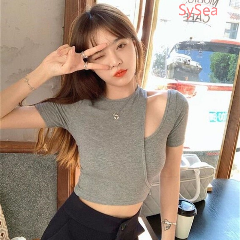 Áo Kiểu Trễ Vai Dáng Ôm Thời Trang Mùa Hè Phong Cách Hàn Quốc Quyến Rũ Cho Nữ