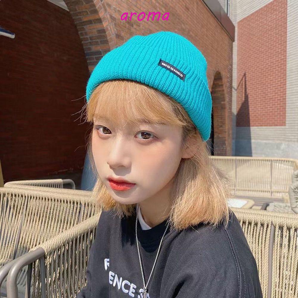 Mũ Len Beanie Họa Tiết Sọc Màu Kẹo Ngọt In Chữ Thời Trang Thu Đông Dễ Thương Cho Nữ