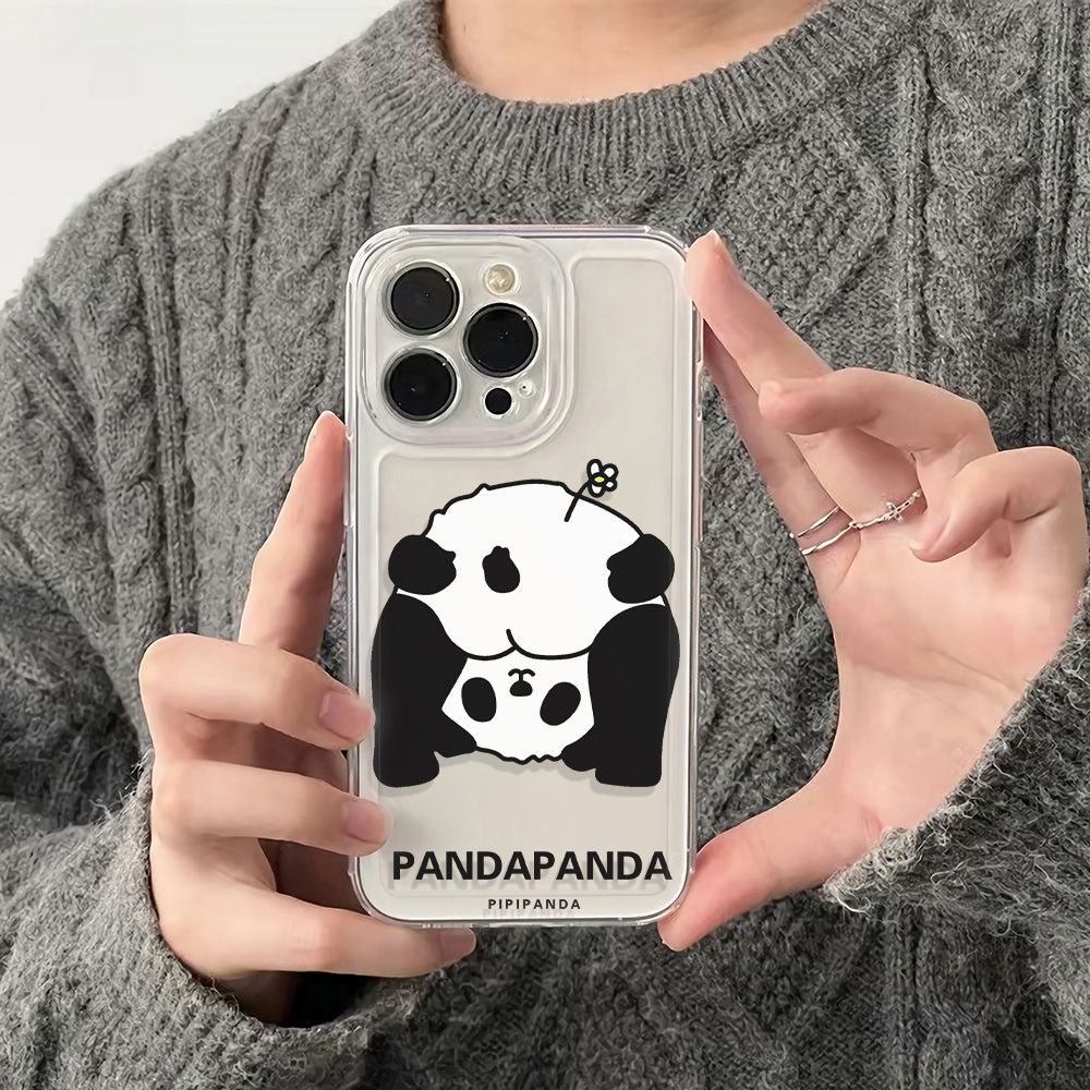 ✅Ốp Điện Thoại Mềm Chống Sốc 6In Hình Gấu Trúc Và Hoa Đơn Giản Cho iPhone1214pro13 max1178plus C4SE