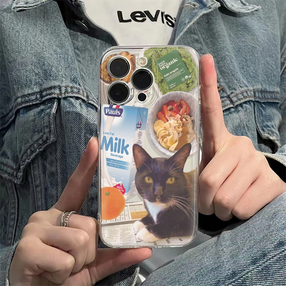 ✅Ốp Điện Thoại Mềm Chống Sốc Hình Mèo Đen Cho Iphone 14pro max 116In 1278 13 plus CQZ0