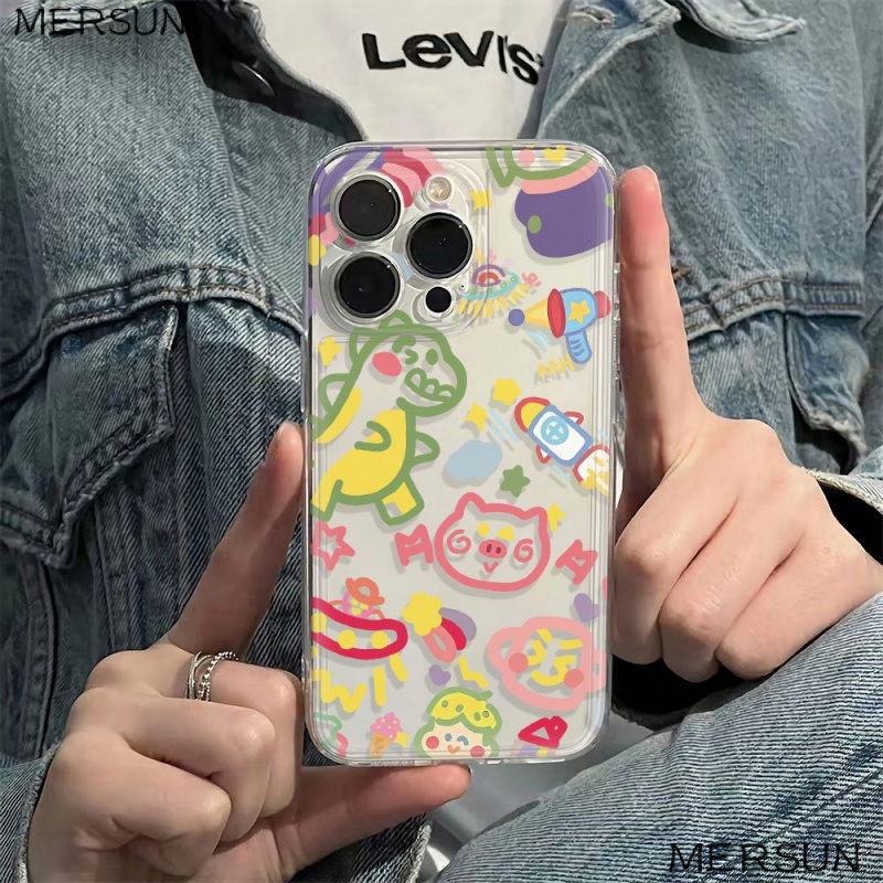✅Ốp Điện Thoại Dẻo Họa Tiết Hoạt Hình Phong Cách Graffiti Đơn Giản Chống Sốc Cho Iphone 6In 11iPhone12 78 14pro max plus 13