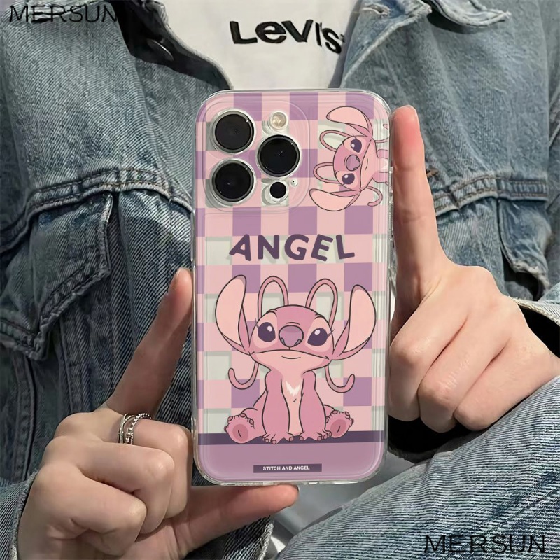 ✅Ốp Điện Thoại Dẻo Họa Tiết Kẻ Sọc / Thiên Thần Màu Hồng / Tím Chống Sốc Cho iPhone12max 14pro 13 6In PXPK 78p11