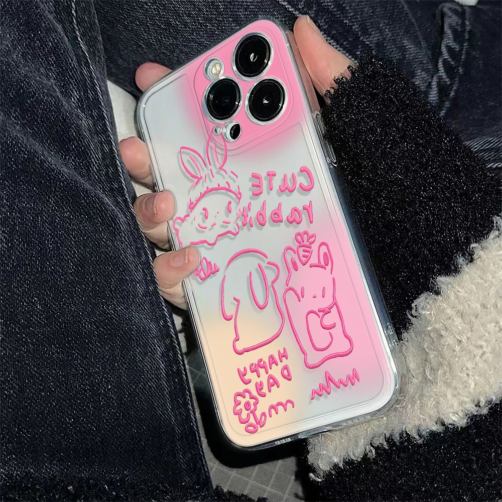 ✅Ốp Điện Thoại Mềm Chống Sốc Họa Tiết Thỏ Graffiti Đơn Giản Cho Iphone 13 78 14pro 11 126Inch