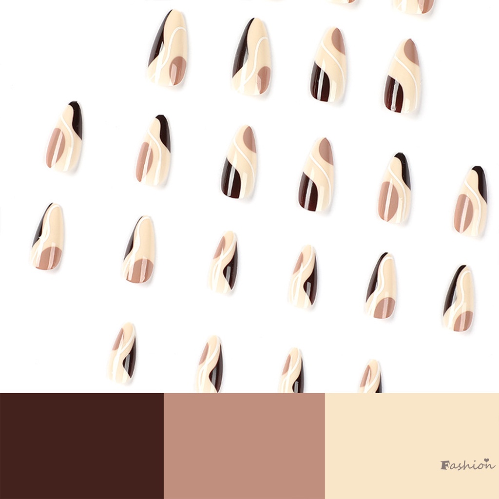 Móng Tay Giả Màu Nâu &amp; Trắng Bằng Chất Liệu ABS Giả Nhẹ Nhàng Để Trang Trí Móng Tay Và Da