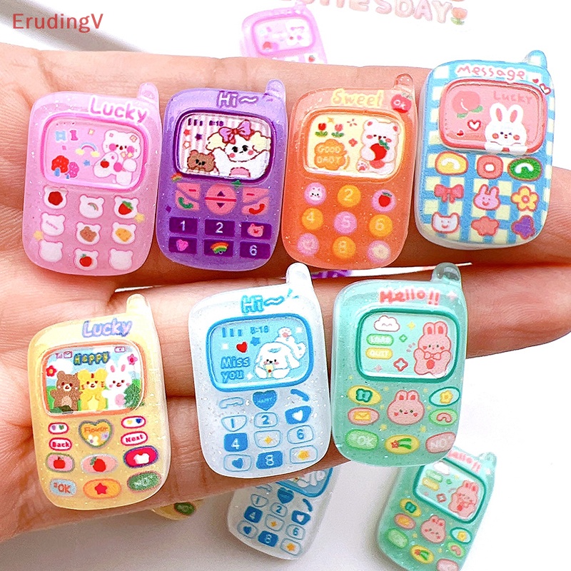 [ErudingV] Set 10 Mô Hình Điện Thoại Di Động Hoạt Hình Mini Trang Trí Nhà Búp Bê [Mới]