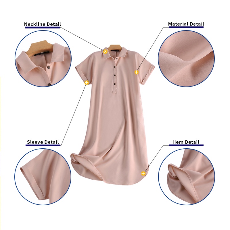 Zanzea Đầm Cotton Ngắn Tay Cổ Tròn Phối Nút Thời Trang Hàn Quốc Cho Nữ