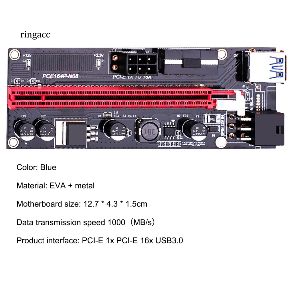 Card Mở Rộng PCI-E 1X Sang 16X GPU RGA VER009S Cổng USB 3.0