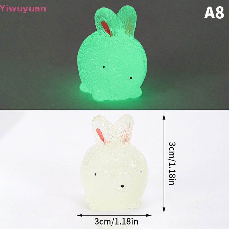 Bộ 2 Đồ trang trí Thỏ Mini Bằng Nhựa Resin Phát Quang Trang Trí Tiểu Cảnh Mới