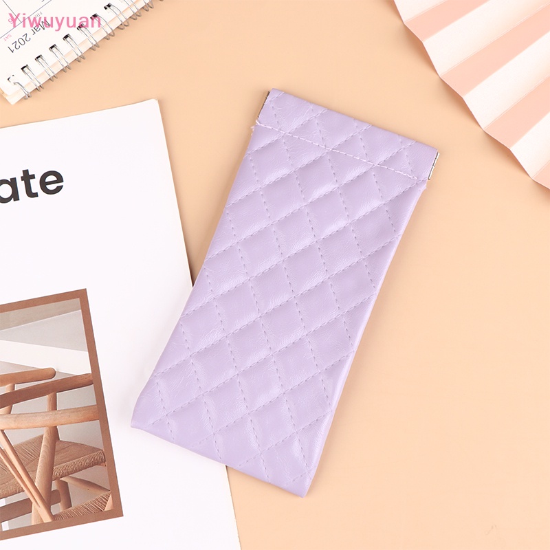 < Yiwuyuan > Túi Đựng Mắt Kính Bằng Da PVC Mềm Chống Nước Có Khóa Lò Xo Đựng Tiền Xu al Mới