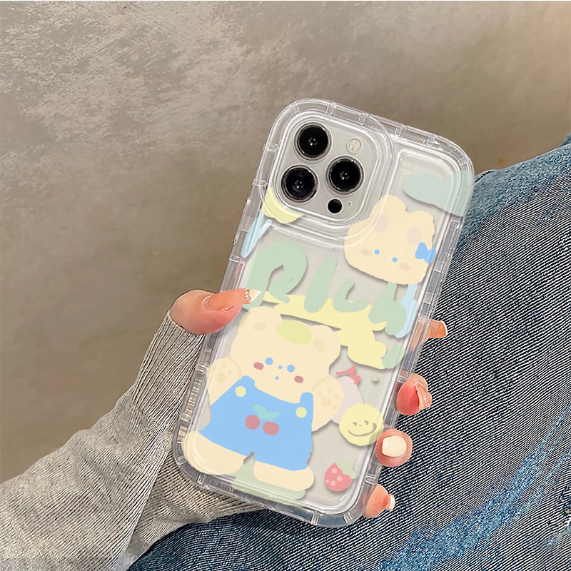 Ốp Điện Thoại Silicon TPU Mềm Trong Suốt Chống Sốc In Hình Gấu Cho IPhone 14 13 11 12 Pro XS Max X XR 7 + 8 Plus