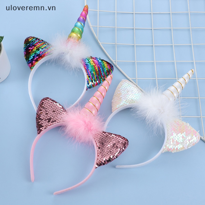 Băng Đô Hình Sừng Kỳ Lân Có Đèn LED Phát Sáng Cho Bé