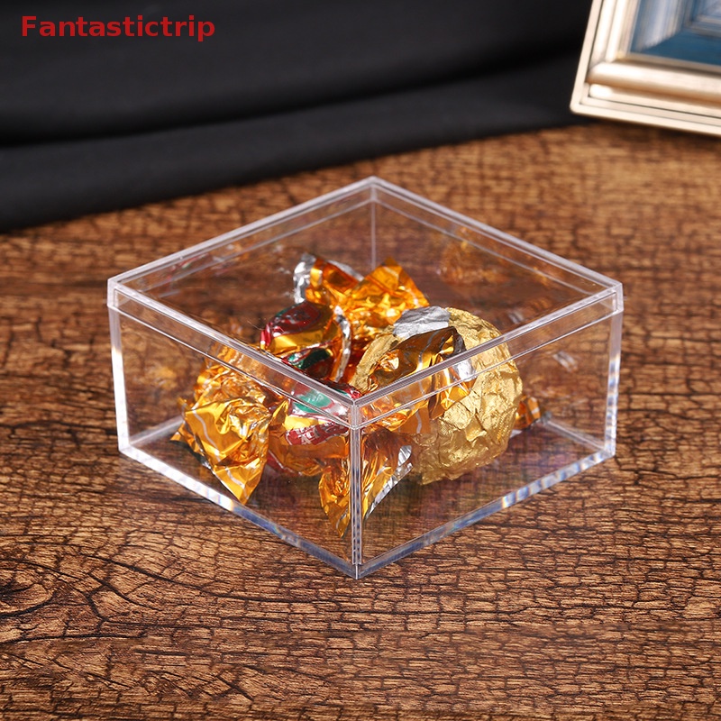 Hộp Nhựa Vuông Nhỏ 170ml 7.5cm Đựng Kẹo Sô Cô La Có Nắp Đậy Mới