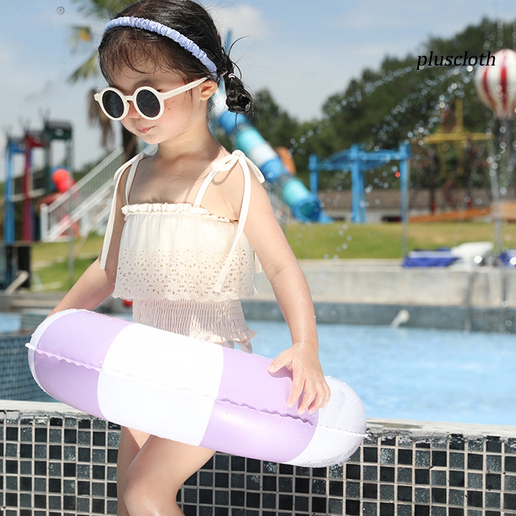 Phao Bơi Bơm Hơi Bằng PVC Dày Dặn Chống Lăn Họa Tiết Kẻ Sọc Nhiều Màu Sắc Vui Nhộn Cho Bé