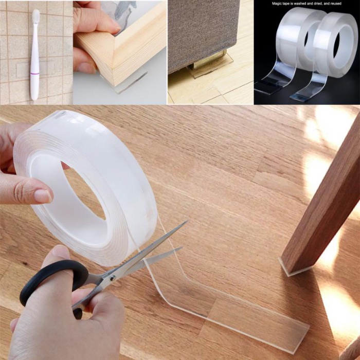 Băng Keo Hai Mặt Nano Trong Suốt Chống Nước Chịu Nhiệt Độ Cao Có Thể Tái Sử Dụng Cho Nhà Bếp Nhà Tắm