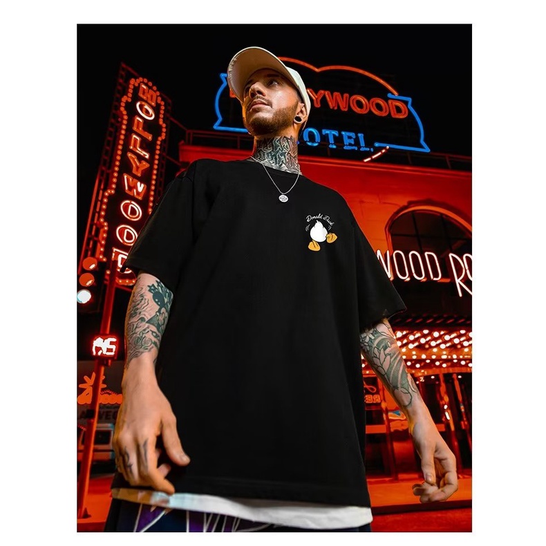 Áo Thun Tay Ngắn Cổ Tròn In Hình Vịt Vui Nhộn Thời Trang Mùa Hè Phong Cách Hàn Quốc Cho Nam Size M-8XL