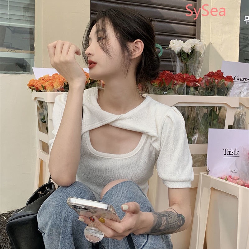 Áo Kiểu Hàn Quốc Dáng Ôm Thiết Kế Bất Đối Xứng Thời Trang Cho Nữ