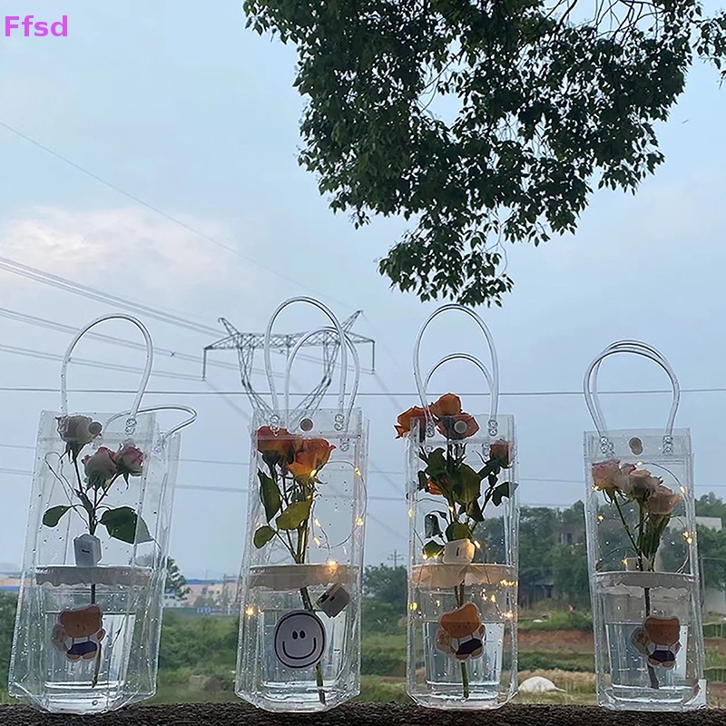 Túi Tote Bằng PVC Trong Suốt Họa Tiết Hoa Dùng Đựng Hoa DIY