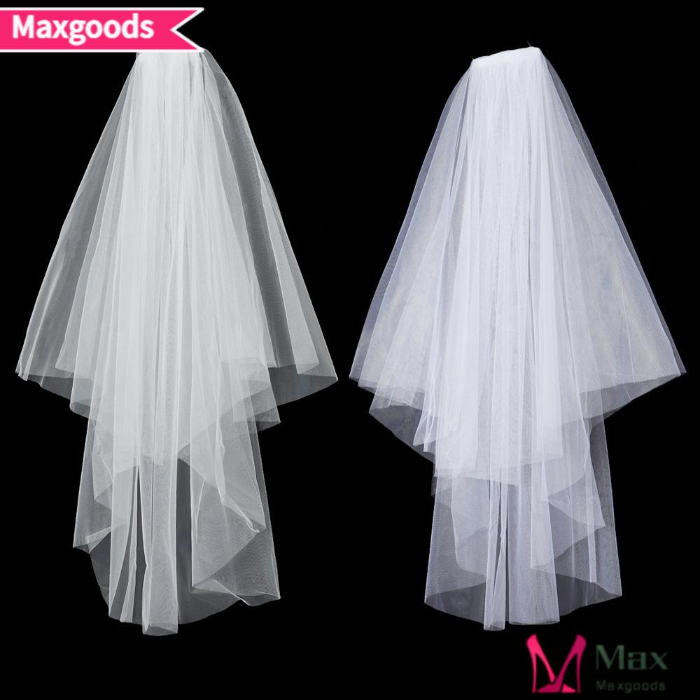 Mạng Che Mặt Hai Lớp Màu Trắng Ngà Đơn Giản Kèm Lược Cho Cô Dâu