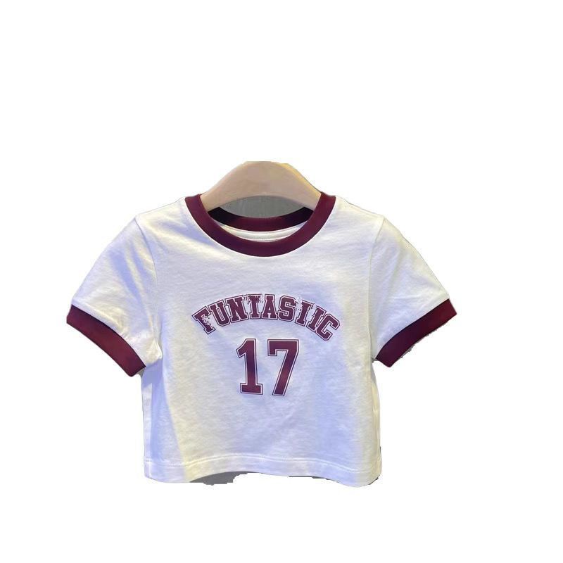 Áo Thun Cotton Tay Ngắn Cổ Tròn In Chữ Phong Cách Hàn Quốc Thời Trang Mùa Hè 2023 Cho Bé Gái