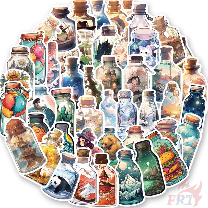 ❉ Sticker Dán Trang Trí Bình Nước Thế Giới Nghệ Thuật 01 ❉ Bộ 50 Sticker Chống Thấm Nước Họa Tiết Doodle Hợp Thời Trang