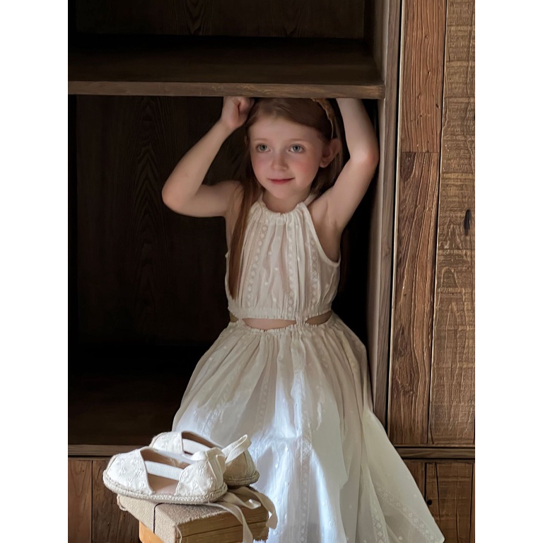 Đầm Hai Dây Dáng Dài Thêu Họa Tiết Phong Cách Hàn Quốc Thời Trang Mới Cho Bé Gái