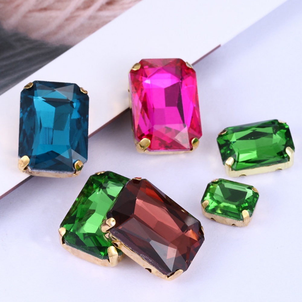 Miếng Lót Quần Áo Hình Bát Giác Đính Đá Pha Lê Lấp Lánh Thời Trang 10 * 14mm / 13 * 18mm