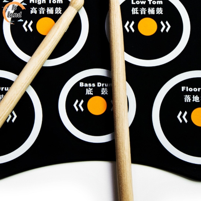 Bộ Trống Điện Tử Cuộn Tròn 9 Đệm Bằng Silicone Kèm Chức Năng Ghi Âm Dành Cho Trẻ Em Mới Bắt Đầu