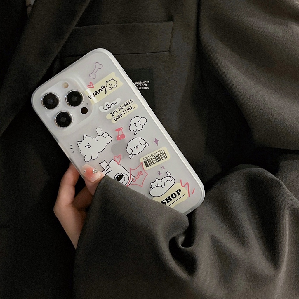 Ốp Điện Thoại Tpu Dẻo Trong Suốt Họa Tiết Hoạt Hình Chú Chó Dễ Thương Chống Sốc Cho iPhone 14 13 12 11 Pro Max