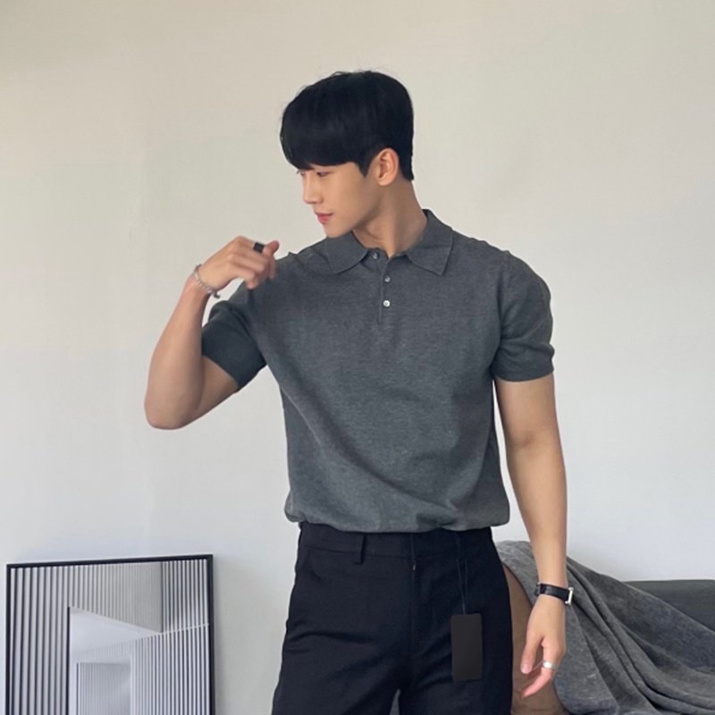 Áo Thun polo Tay Ngắn Dáng Rộng Màu Sắc Đơn Giản Thời Trang Mùa Hè Cho Nam