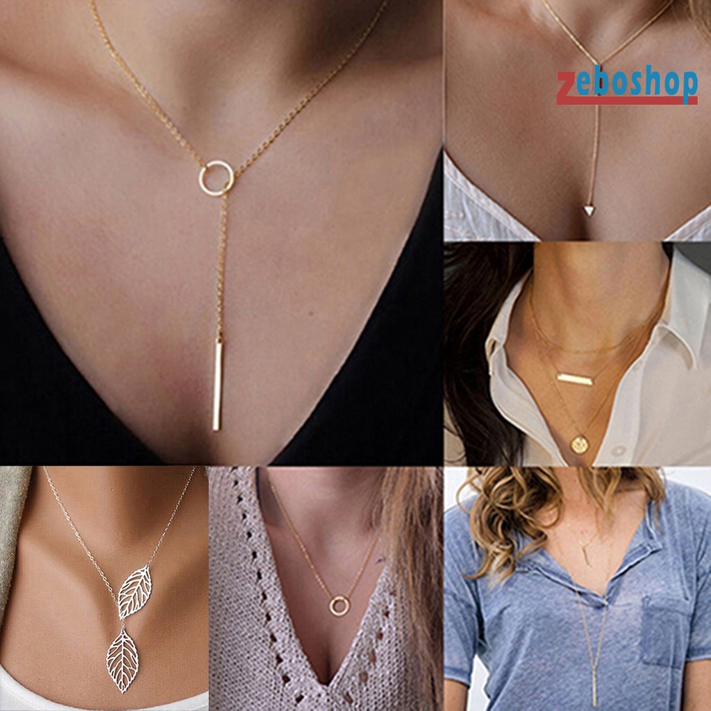 Vòng cổ Nhiều Lớp Mặt Hình Chiếc Lá / Trái Tim Xinh Xắn Cho Nữ