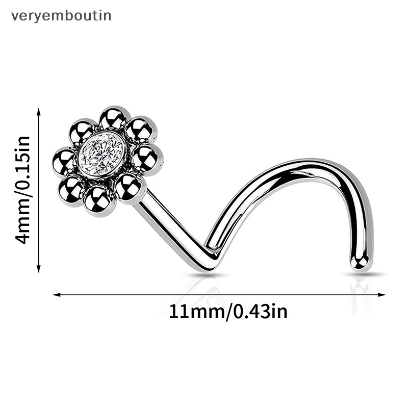 Khuyên Mũi Inox Trong Suốt Hình Bông Hoa Dễ Thương Cho Nữ