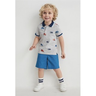Set bộ áo polo ghi sáng quần xanh dương