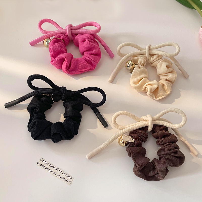 Dây Buộc Tóc Đính Nơ Hồng Dễ Thương Thời Trang Mùa Hè Cho Bạn Gái