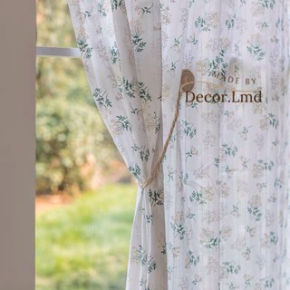 Rèm cửa, rèm che kệ bếp linen thêu hoa xanh lá thơ mộng chống nắng cao cấp, màn vải treo tường trang trí decor cửa