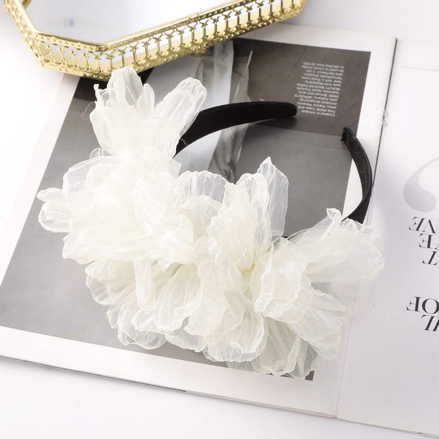 Băng Đô Cài Tóc Phối Lưới Họa Tiết Hoa Phong Cách Hàn Quốc Ngọt Ngào Cho Nữ