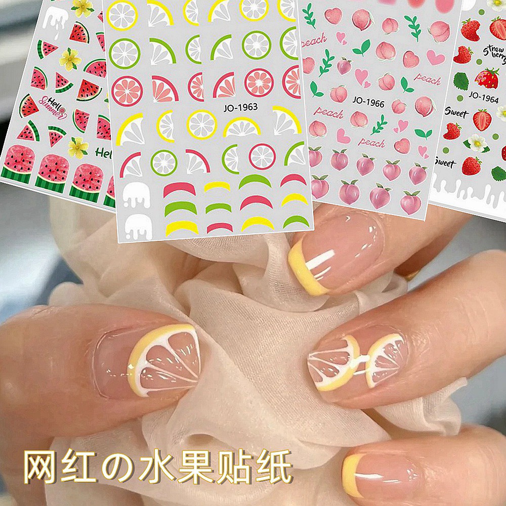 Sticker nail dán móng tay hình trái cây đa dạng kiểu dáng, hình dán trang trí móng tay trái cây