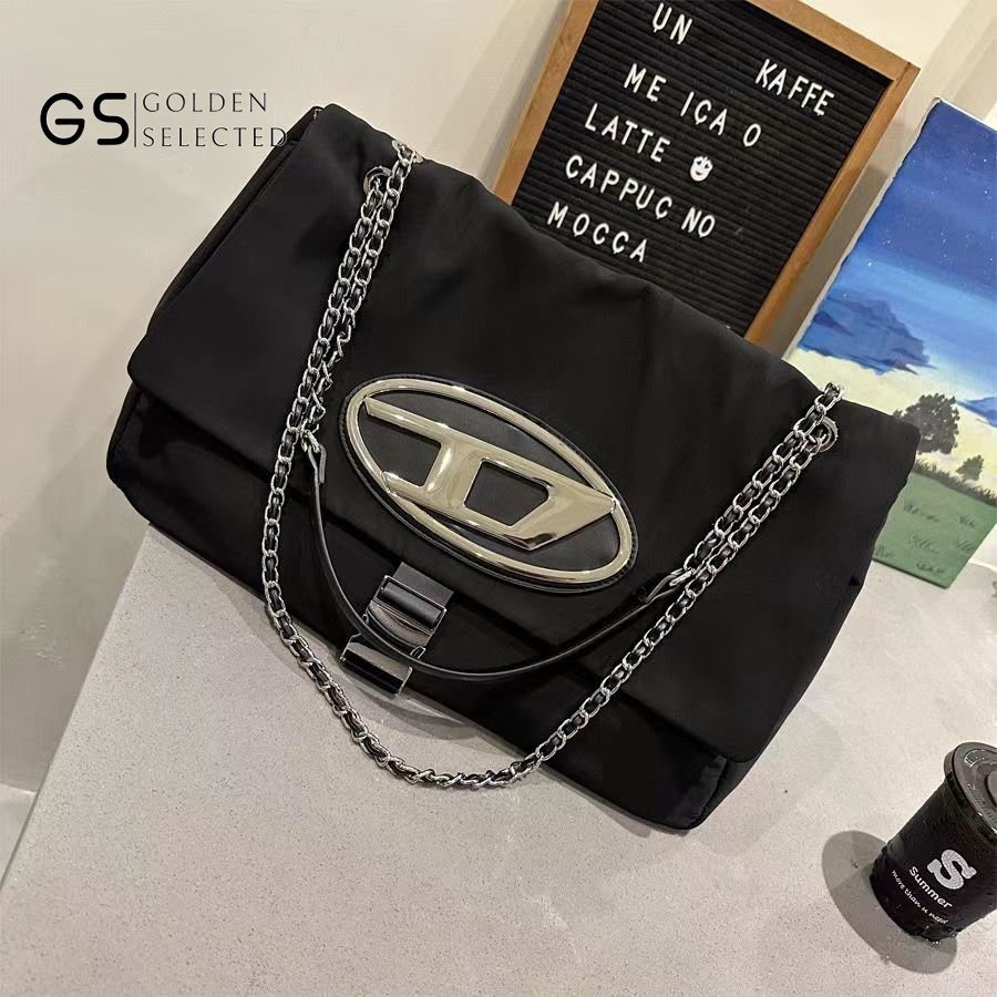 Túi Xách Canvas Cỡ Lớn Phối Dây Xích Thời Trang Đi Xe Mô Tô