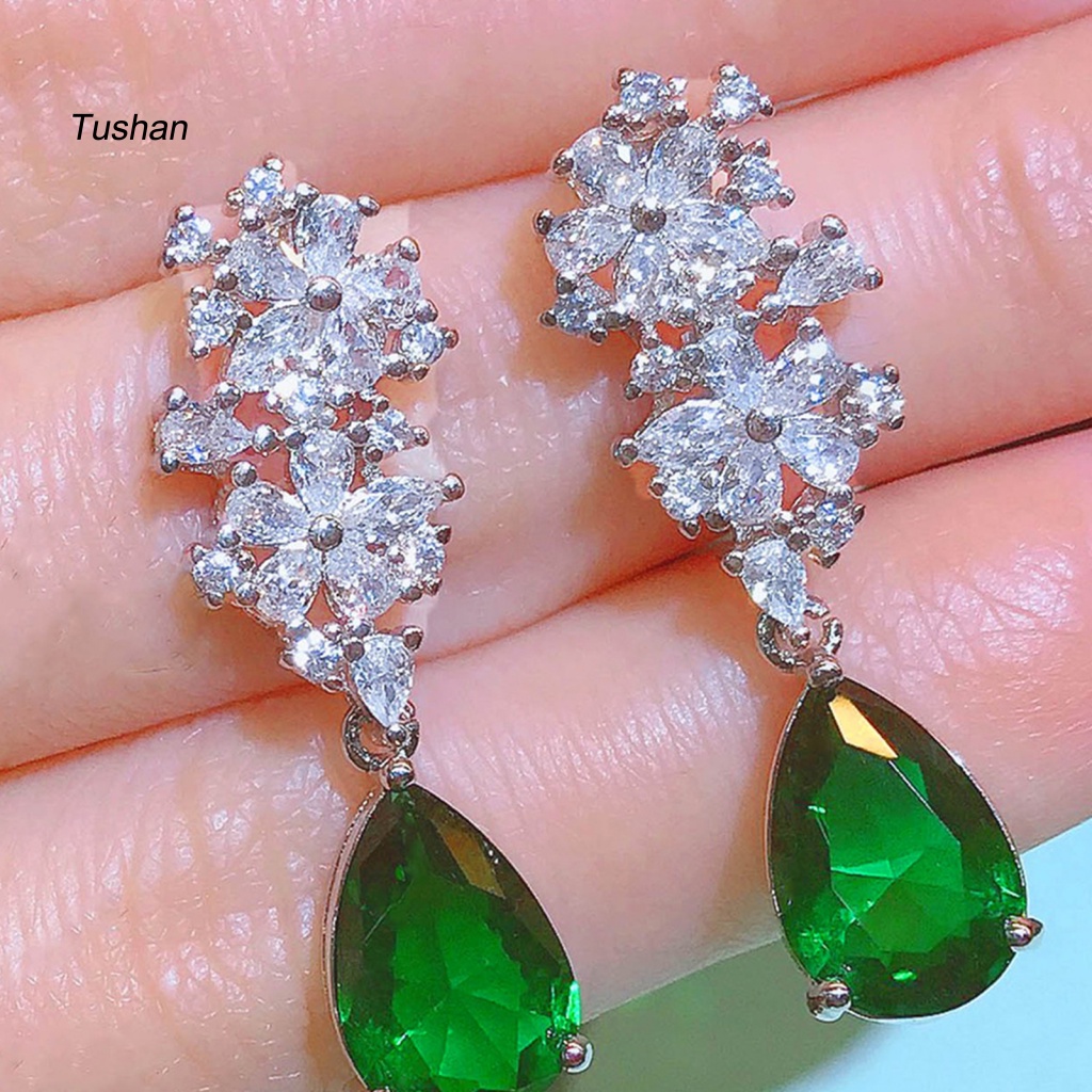 1 Đôi Bông Tai Hình Giọt Nước Họa Tiết Hình Học Thời Trang